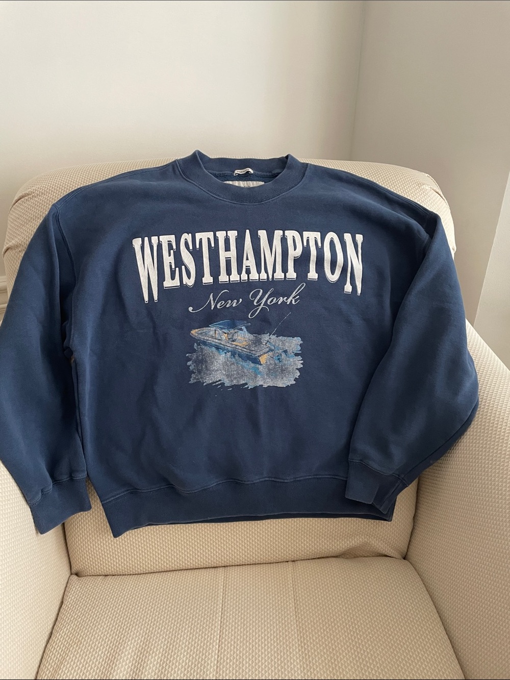 Abercrombie & Fitch Navy Westhampton New York Graphic Crewneck Sweatshirt